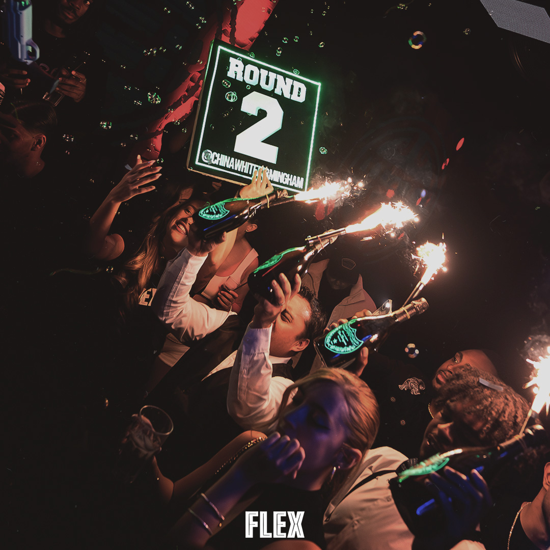Bottle service and celebration at a Flex event in Birmingham