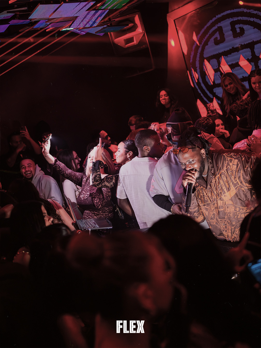 A performer surrounded by the Flex crowd